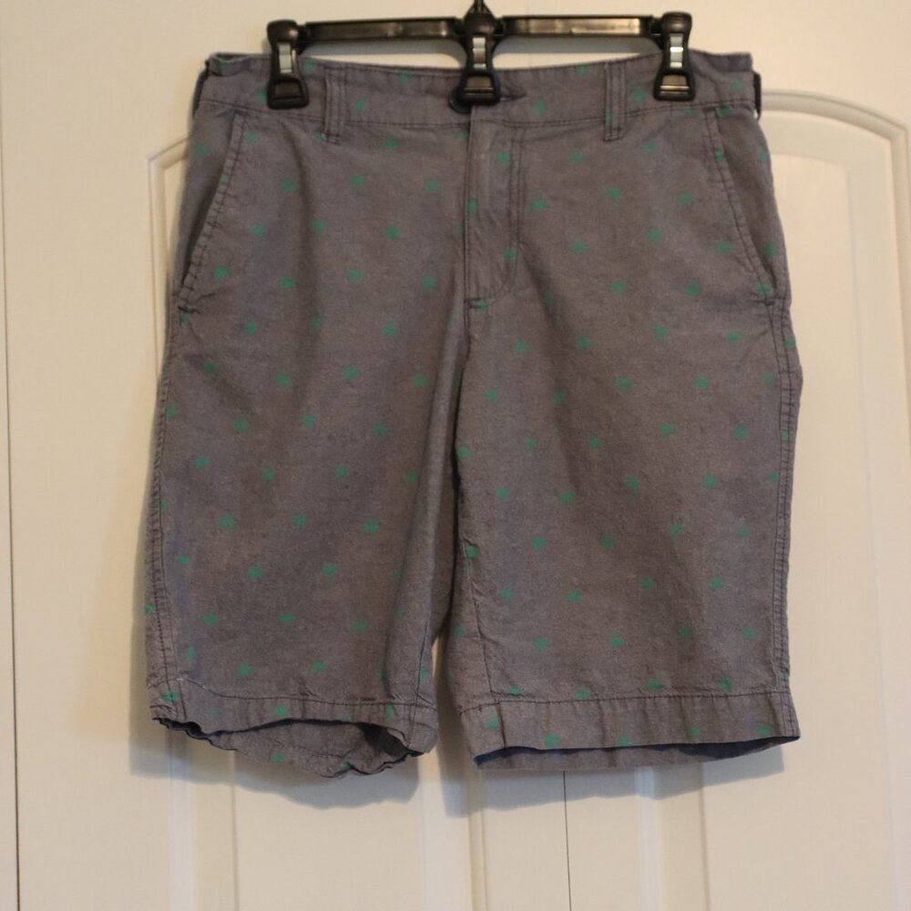 Retrofit Men's 100 % Cotton Shorts Blue with Green Palm Tree Size 30 Casual